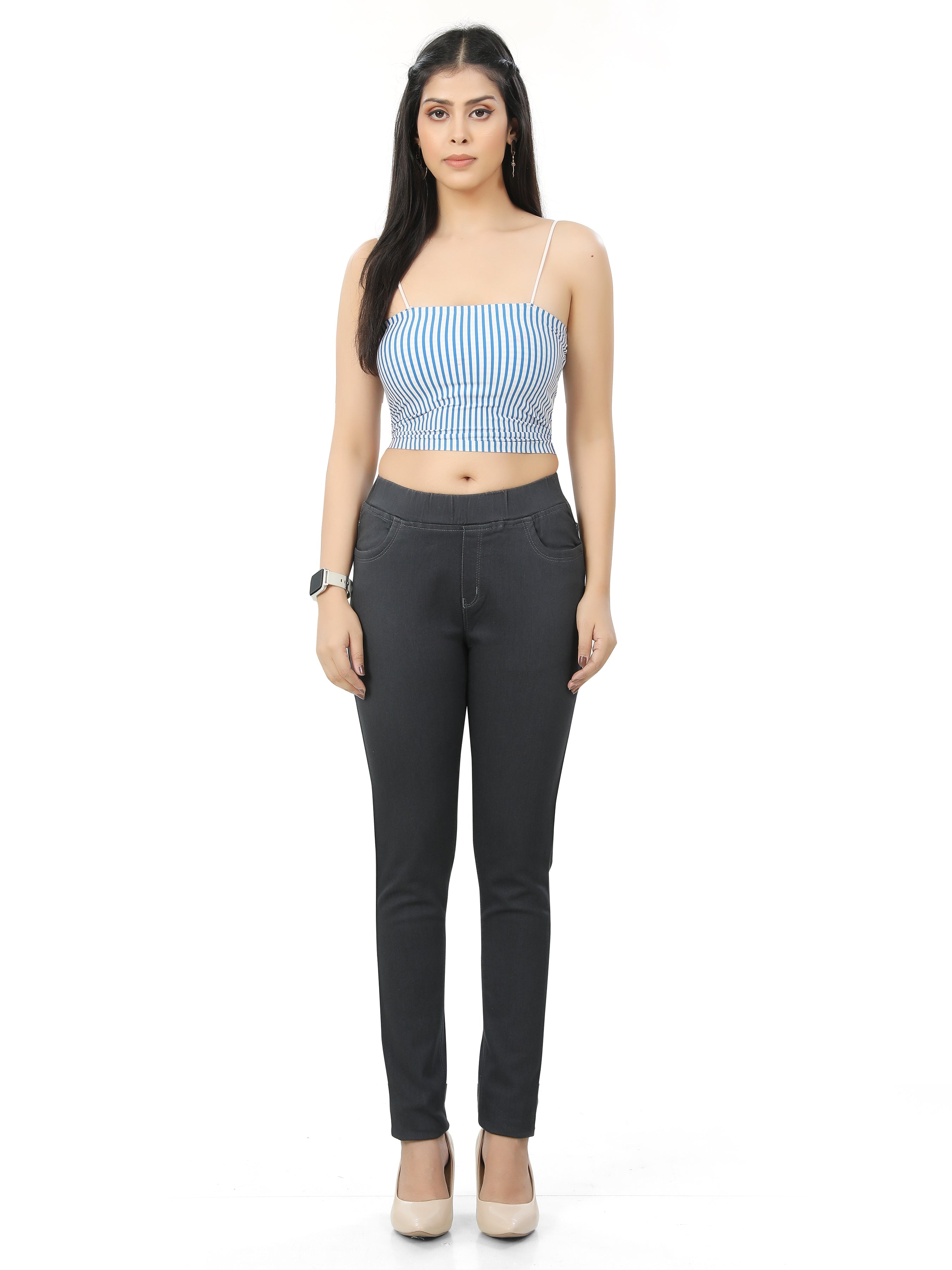 Denim Jeans Jeggings With 2 Front Pockets & 2 Back Pockets
