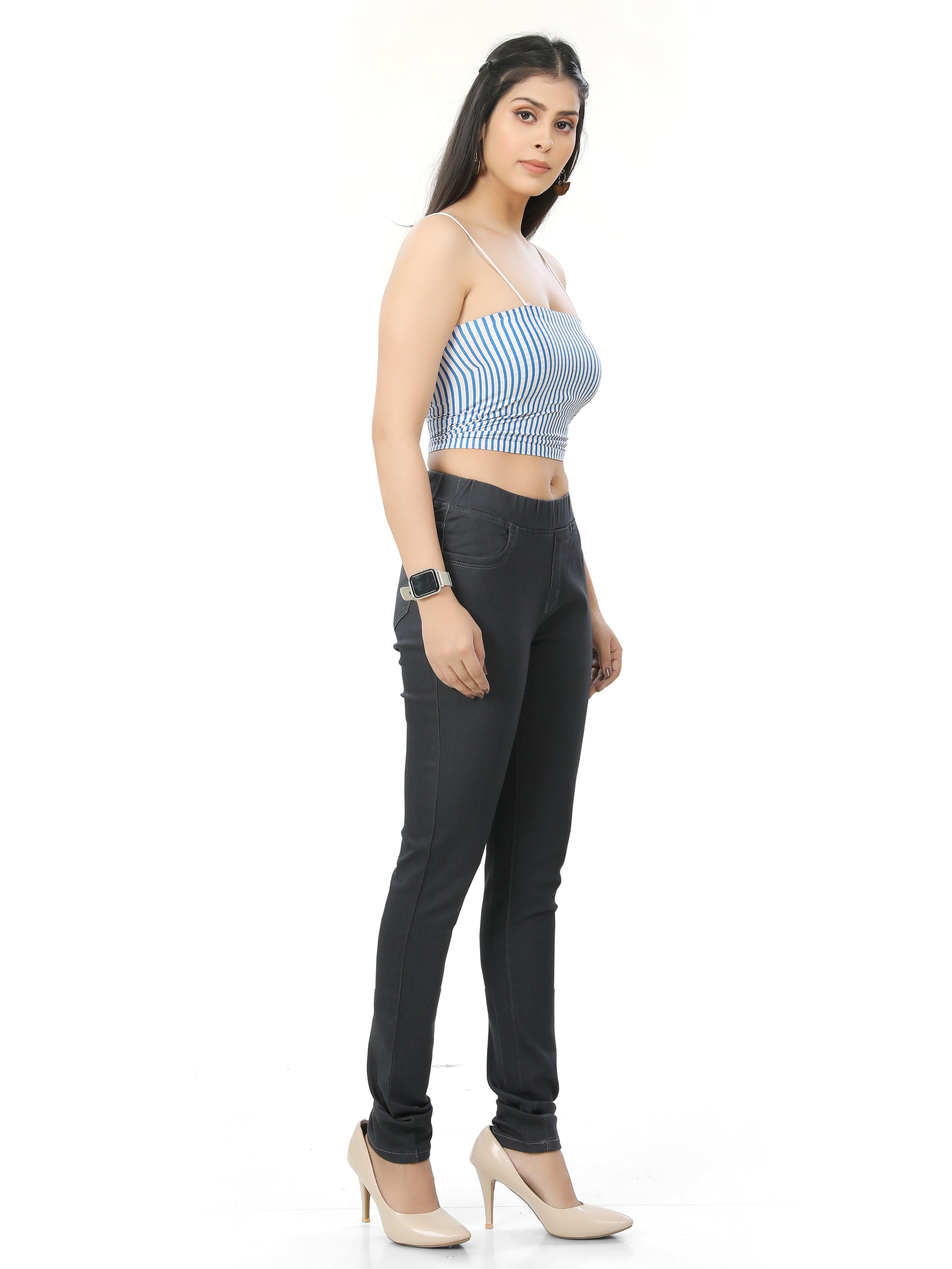 Denim Jeans Jeggings With 2 Front Pockets & 2 Back Pockets